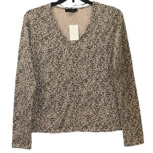Sanctuary Soft Brushed Scoop Neck Pullover Sweater XL/Extra Large in Leopard NWT